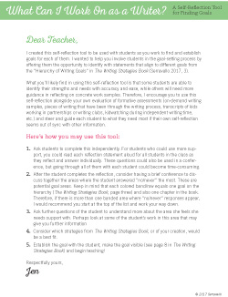 What Can I Work on as a Writer?